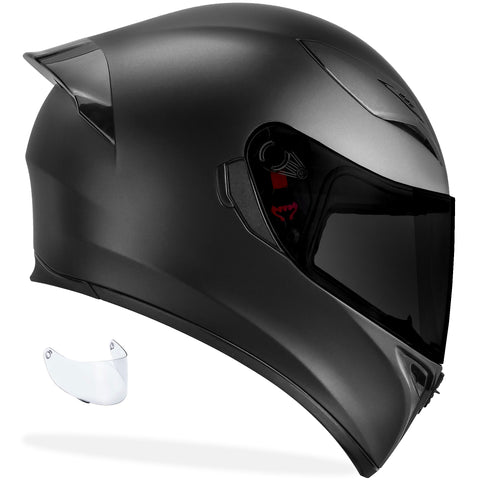 GDM Ghost Full Face Motorcycle Helmet Matte Black